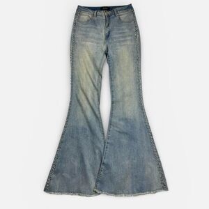 Akira Rhinestone Wide Flare Light Was Jeans XL
